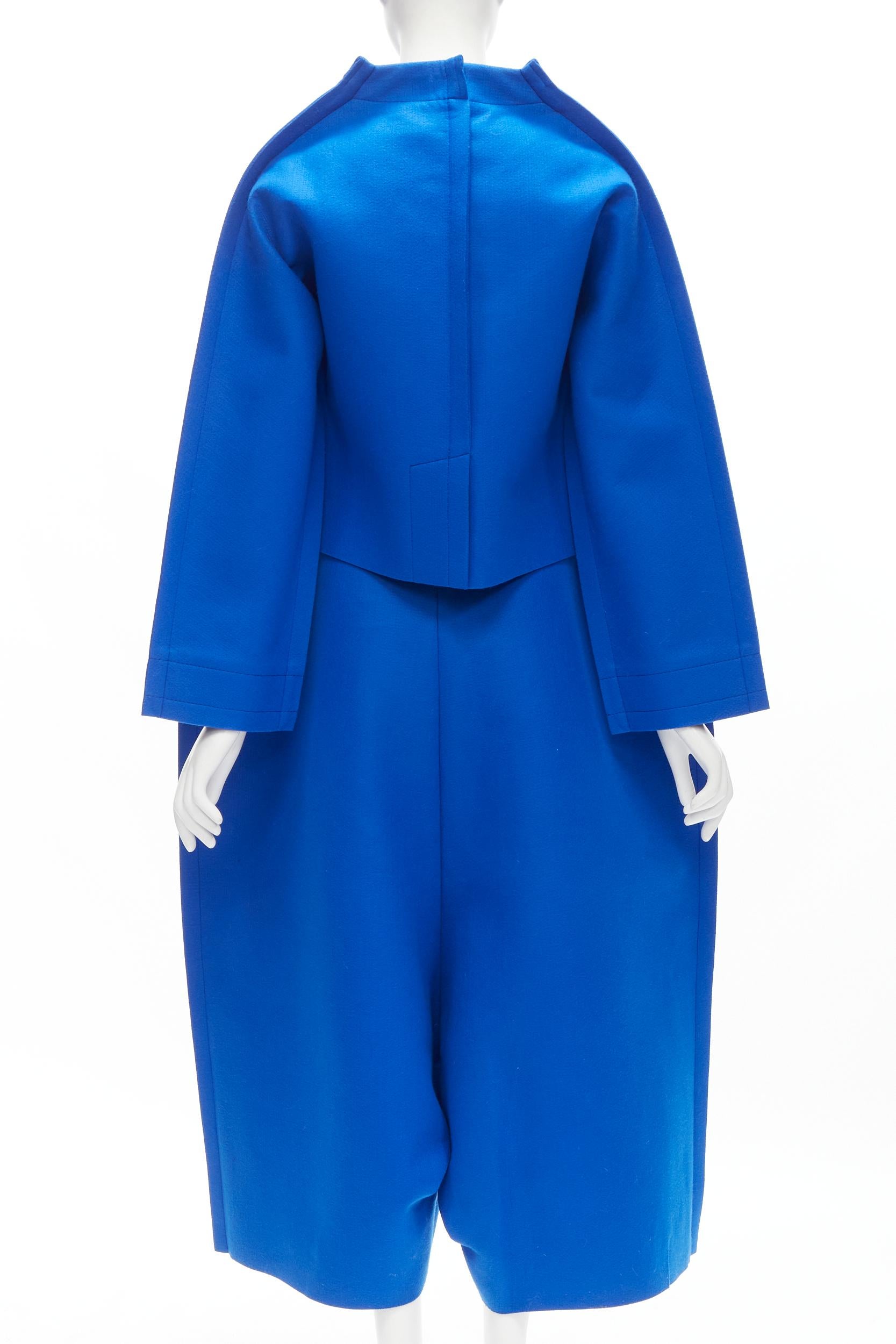 Women's runway COMME DES GARCONS 2012 Flat Packed Doll blue wool jacket pants S