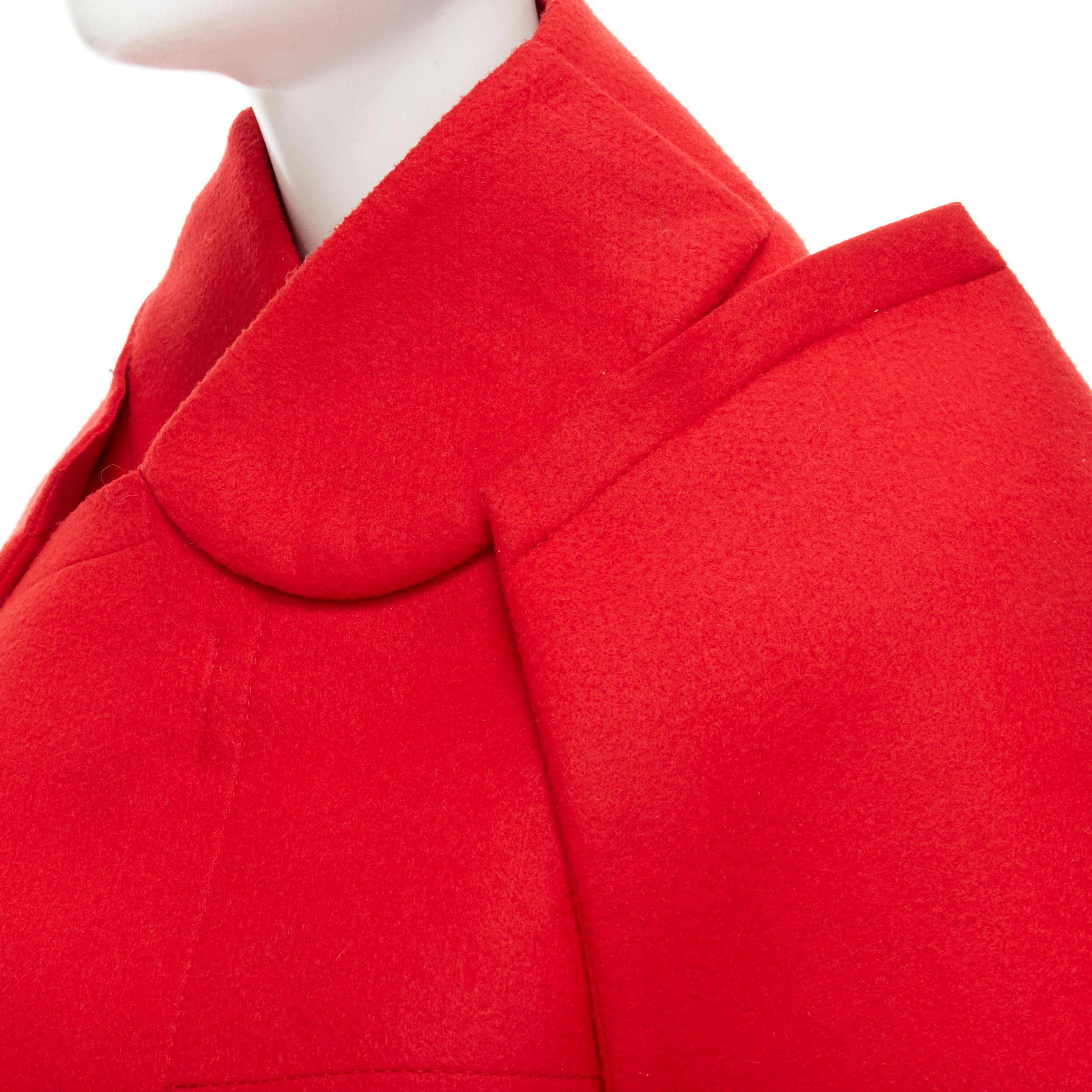 Women's or Men's runway COMME DES GARCONS 2012 Flat Packed Doll red wool felt 2D cape jacket XS