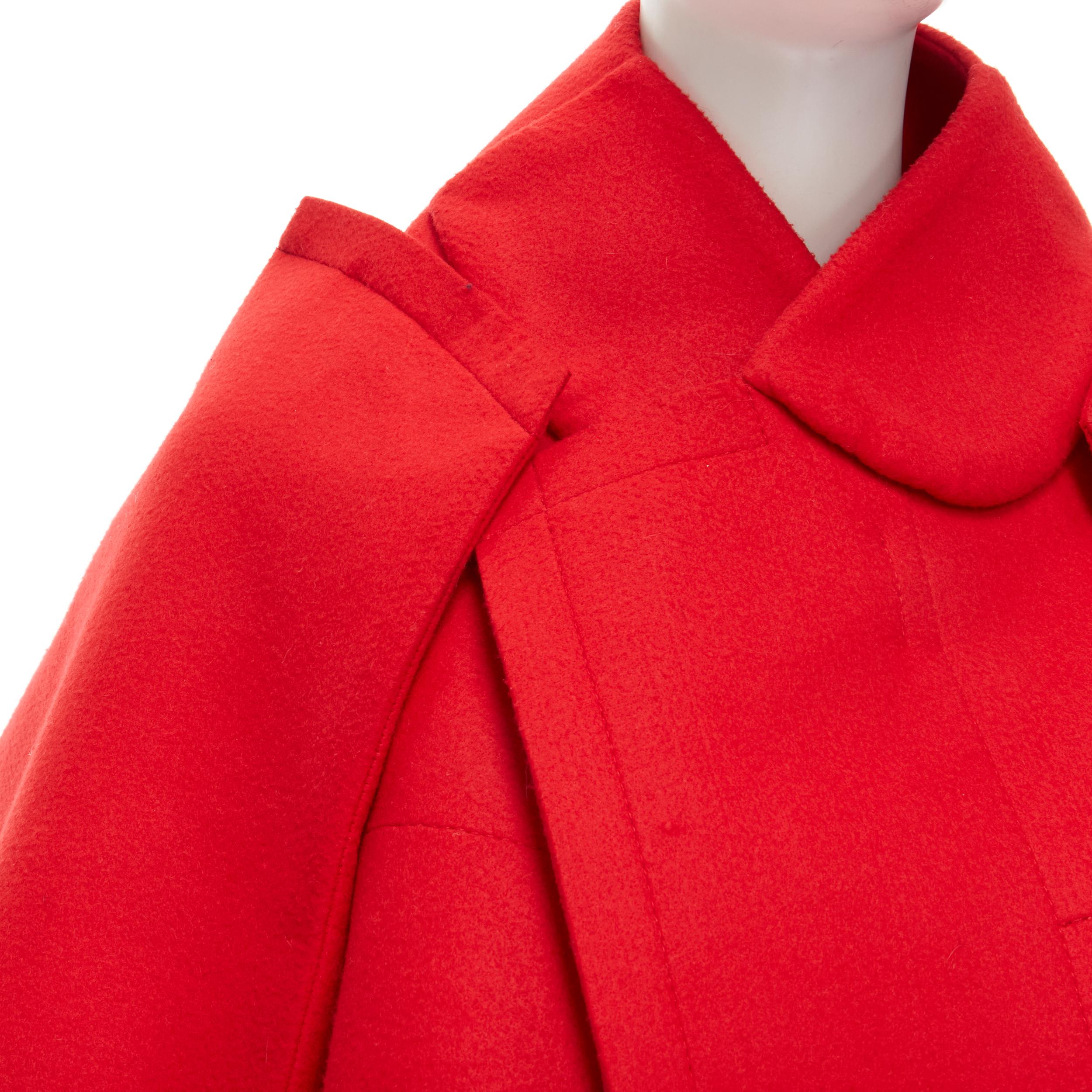 runway COMME DES GARCONS 2012 Flat Packed Doll red wool felt 2D cape jacket XS 1