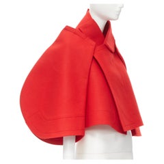 runway COMME DES GARCONS 2012 Flat Packed Doll red wool felt 2D cape jacket XS