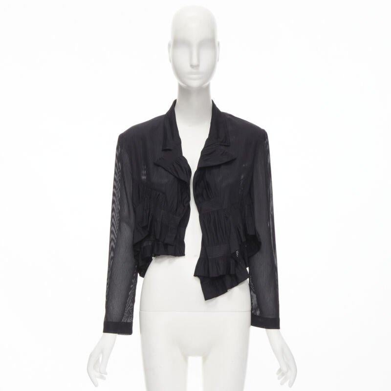 Runway COMME DES GARCONS anni '80, giacca blazer a righe nere con volant, S in vendita 5