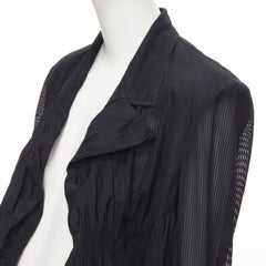 Runway COMME DES GARCONS 80's black striped sheer ruffle cropped blazer jacket S