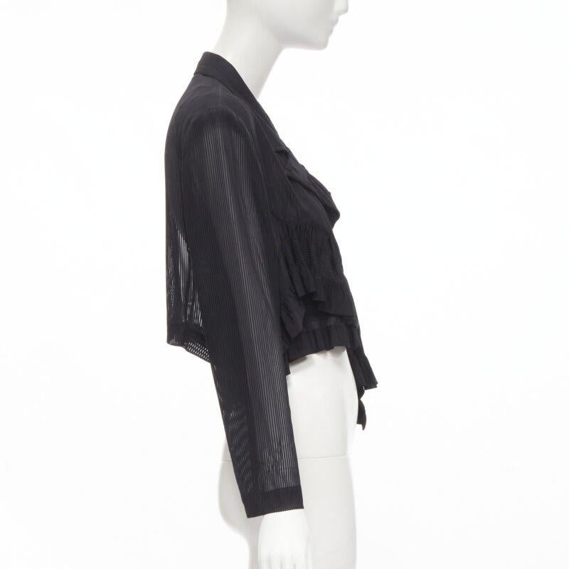 Runway COMME DES GARCONS anni '80, giacca blazer a righe nere con volant, S In condizioni ottime in vendita a Hong Kong, NT