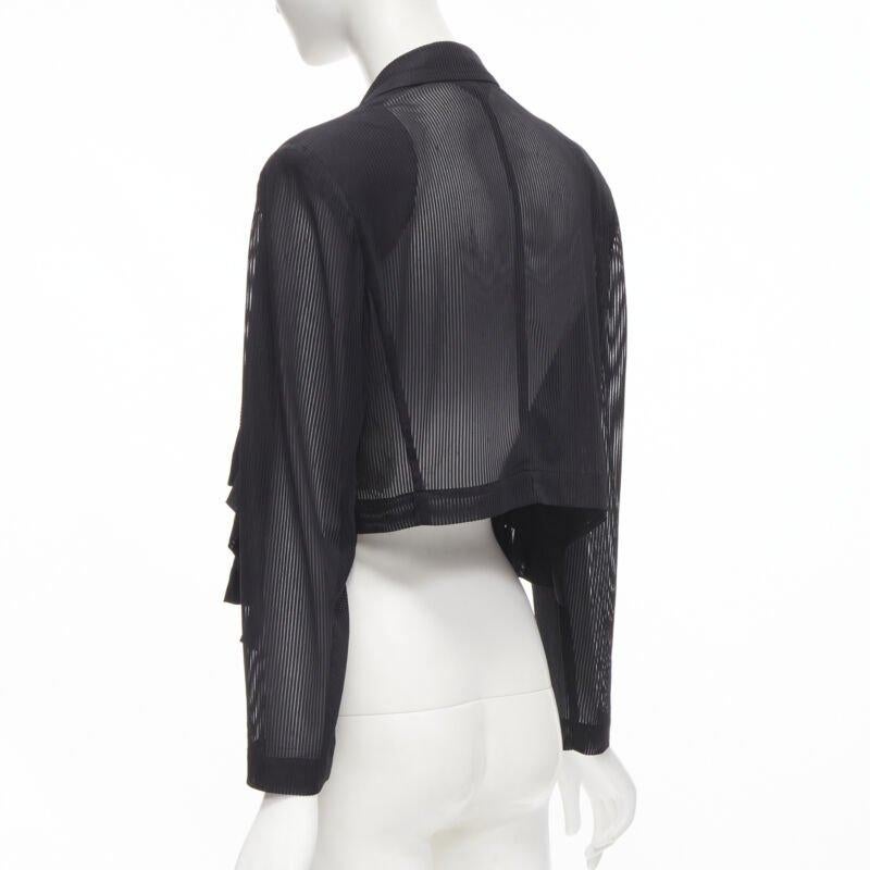 Runway COMME DES GARCONS anni '80, giacca blazer a righe nere con volant, S in vendita 1