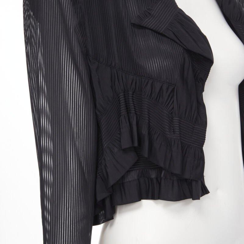 Runway COMME DES GARCONS anni '80, giacca blazer a righe nere con volant, S in vendita 2