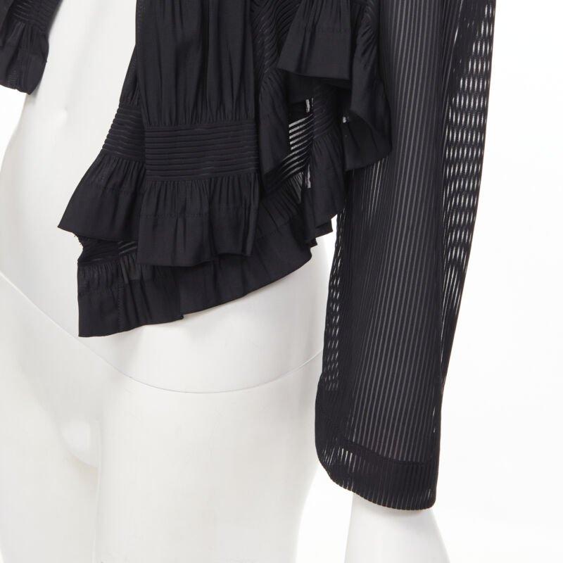 Runway COMME DES GARCONS anni '80, giacca blazer a righe nere con volant, S in vendita 3