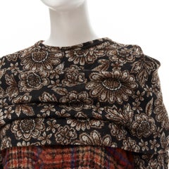 Runway COMME DES GARCONS '94 Vintage orange check tweed dress brown floral shrug