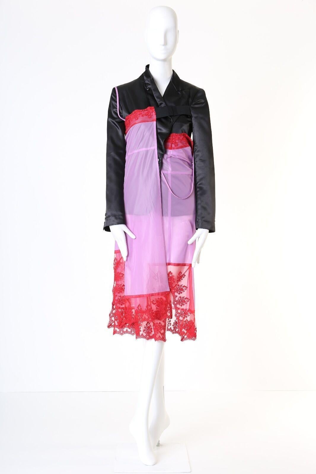 Purple runway COMME DES GARCONS AW01 Beyond Taboo blazer jacket lingerie hybrid dress S