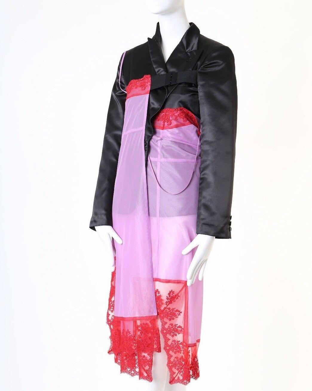 runway COMME DES GARCONS AW01 Beyond Taboo blazer jacket lingerie hybrid dress S In Excellent Condition In Hong Kong, NT