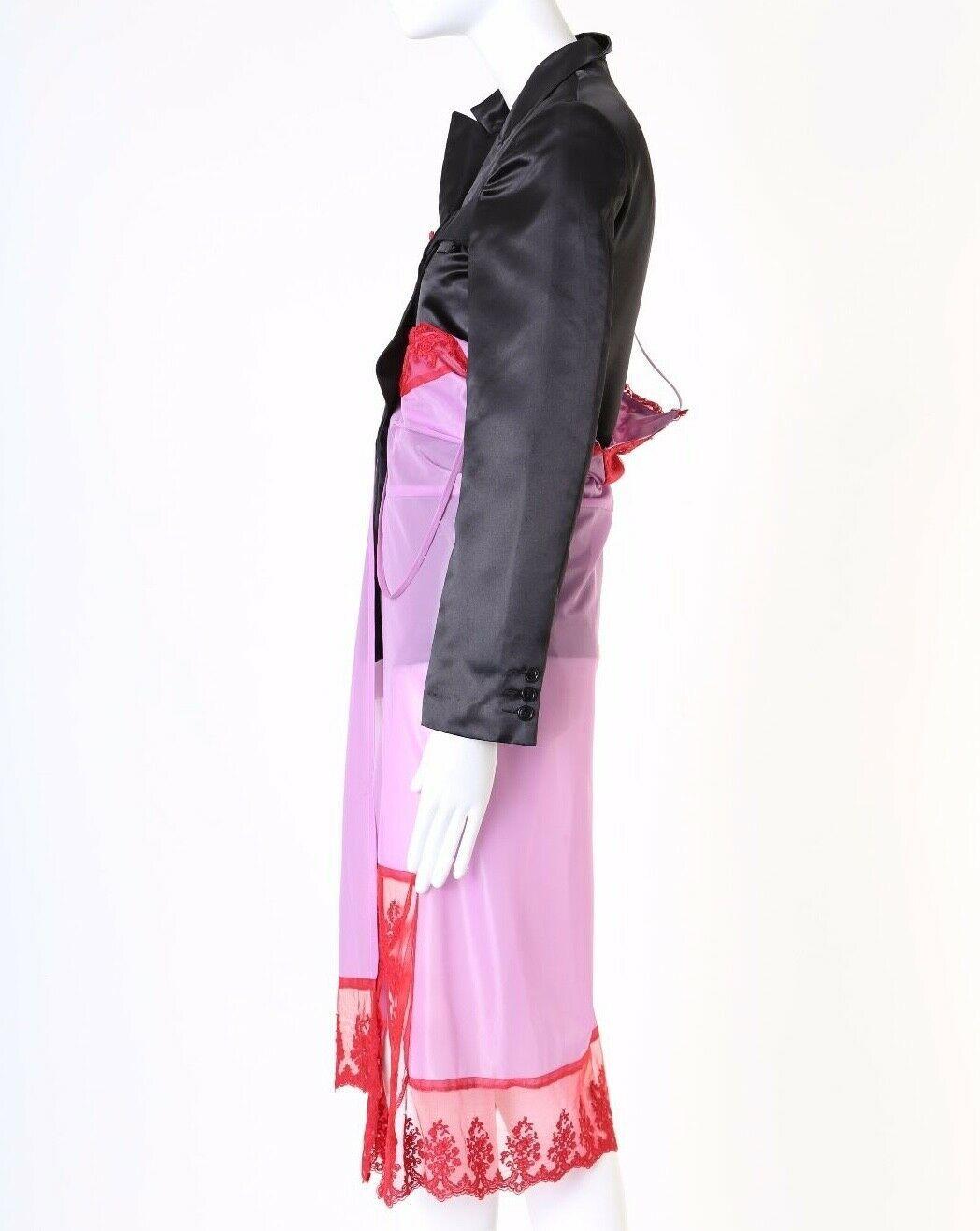 Women's runway COMME DES GARCONS AW01 Beyond Taboo blazer jacket lingerie hybrid dress S