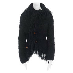 runway COMME DES GARCONS AW02 black mohair fringe trimmd circle cut cardigan