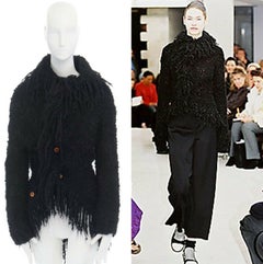 runway COMME DES GARCONS AW02 black mohair fringe trimmd circle cut cardigan