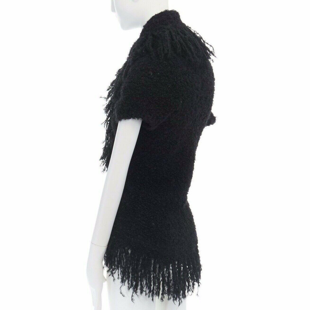 runway COMME DES GARCONS AW02 black mohair fringe trimmed circle cut cardigan 2
