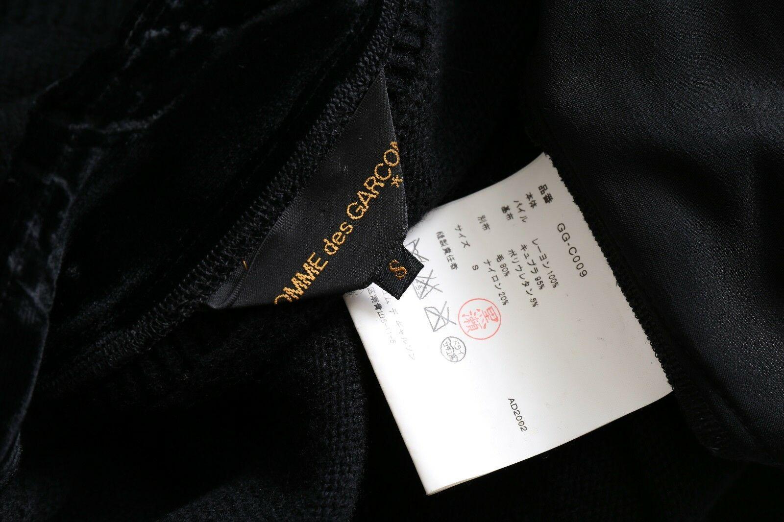 runway COMME DES GARCONS AW02 black velvet double breasted knit jacket S US4 UK8 For Sale 6
