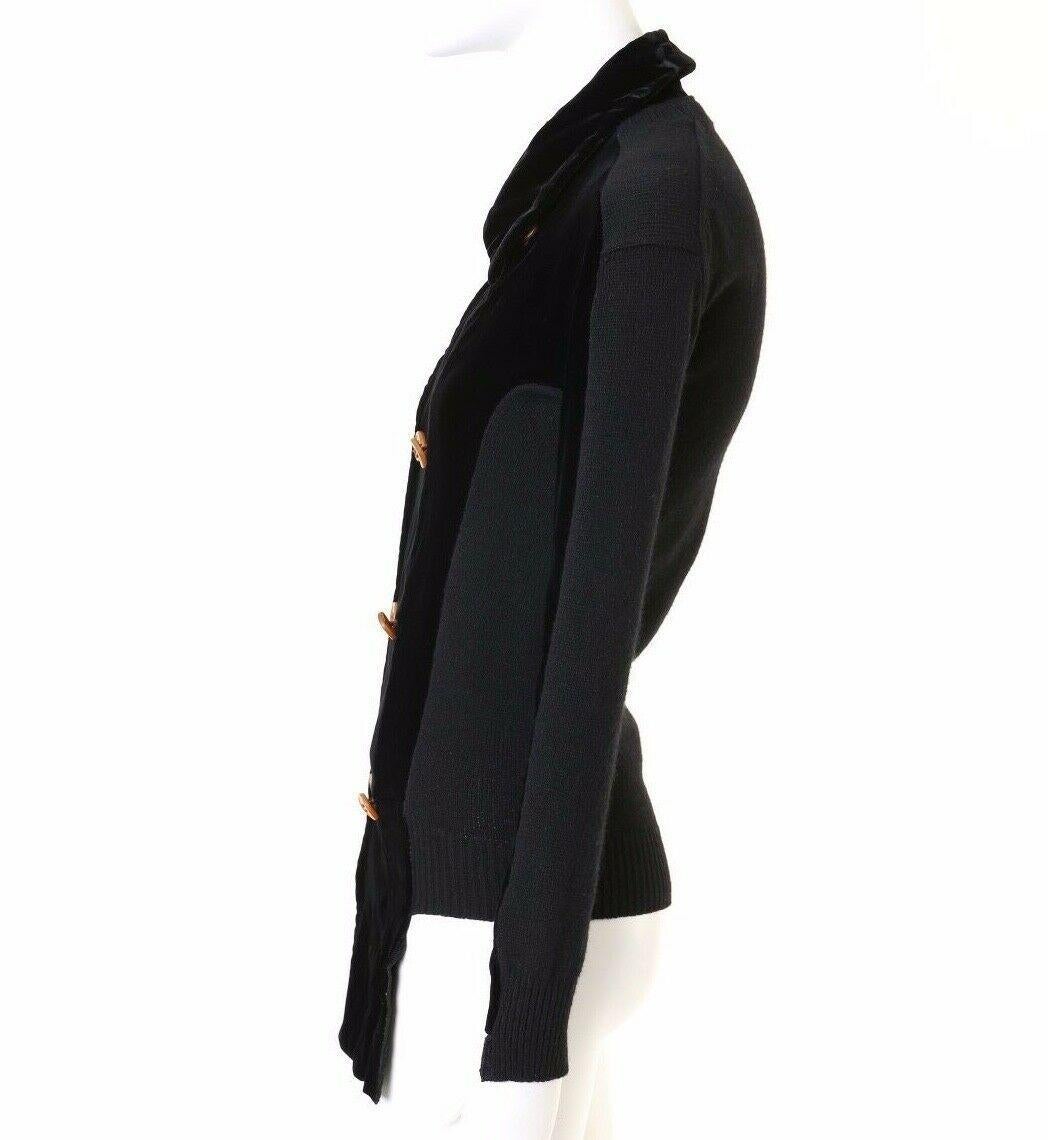 runway COMME DES GARCONS AW02 black velvet double breasted knit jacket S US4 UK8 For Sale 1