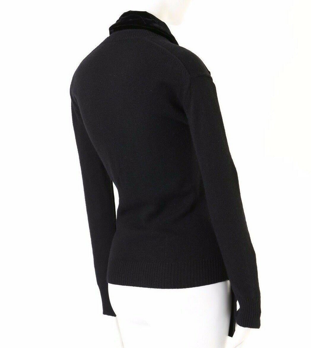 runway COMME DES GARCONS AW02 black velvet double breasted knit jacket S US4 UK8 For Sale 3