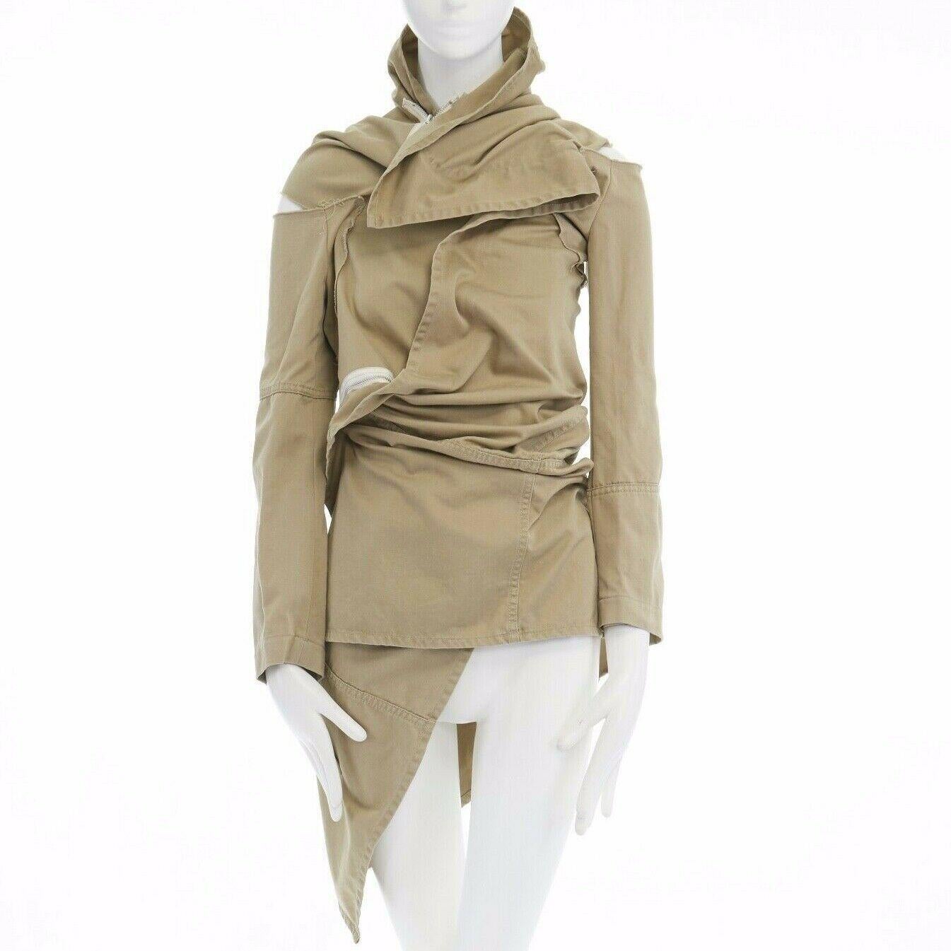 runway COMME DES GARCONS AW03 square zip up bundled deconstructed trench coat S In Excellent Condition In Hong Kong, NT