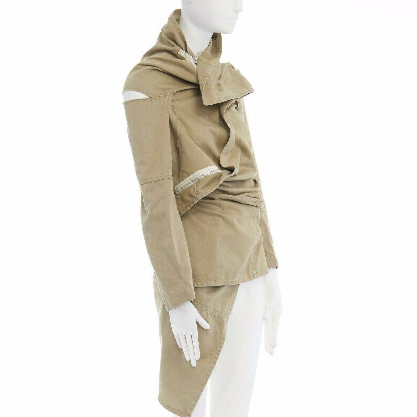 Women's runway COMME DES GARCONS AW03 square zip up bundled deconstructed trench coat S