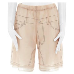 Start- und Landebahn COMME DES GARCONS AW09 nudefarbene übernähte Illustrationen mehrlagige Shorts S