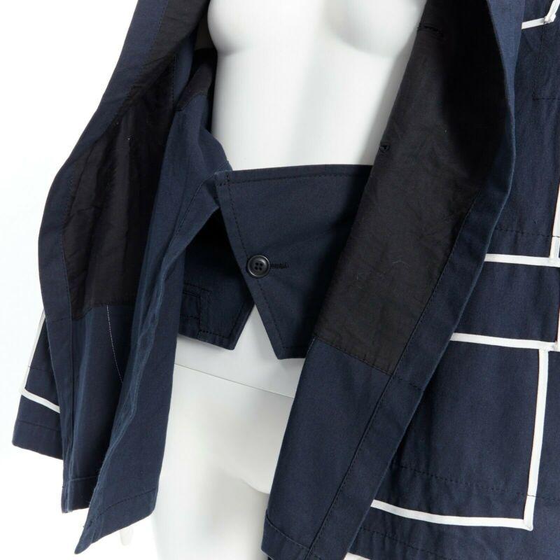 runway COMME DES GARCONS AW09 REI KAWAKUBO navy blue trompe l'oeil coat jacket S 5
