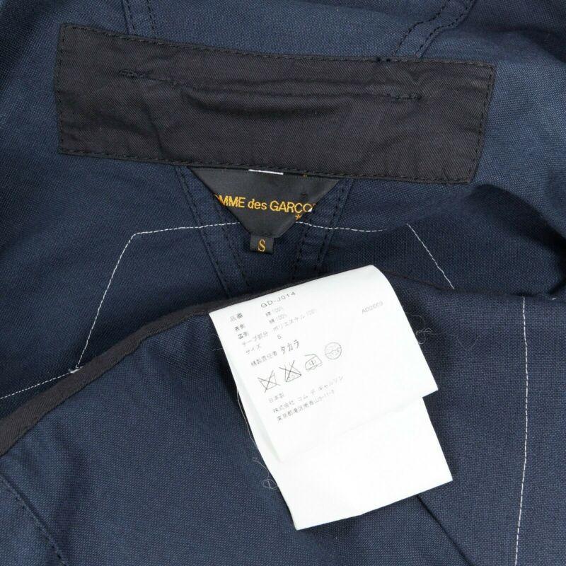 runway COMME DES GARCONS AW09 REI KAWAKUBO navy blue trompe l'oeil coat jacket S 6