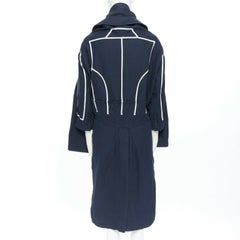 runway COMME DES GARCONS AW09 REI KAWAKUBO navy blue trompe l'oeil coat jacket S