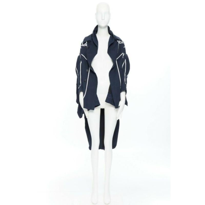 Black runway COMME DES GARCONS AW09 REI KAWAKUBO navy blue trompe l'oeil coat jacket S