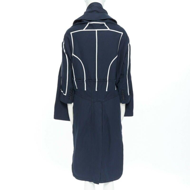 runway COMME DES GARCONS AW09 REI KAWAKUBO navy blue trompe l'oeil coat jacket S 1