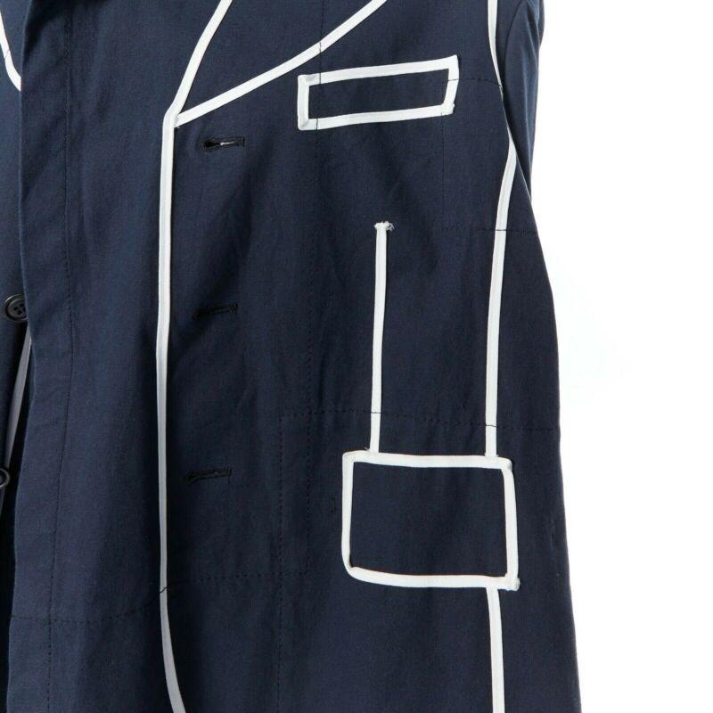 runway COMME DES GARCONS AW09 REI KAWAKUBO navy blue trompe l'oeil coat jacket S 3