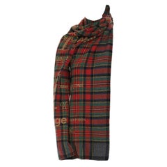 runway COMME DES GARCONS AW2003 punk plaid wrap asymmetric sleeve wrap tie top M