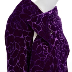 runway COMME DES GARCONS AW96 purple floral velvet devore wrap front jacket M
