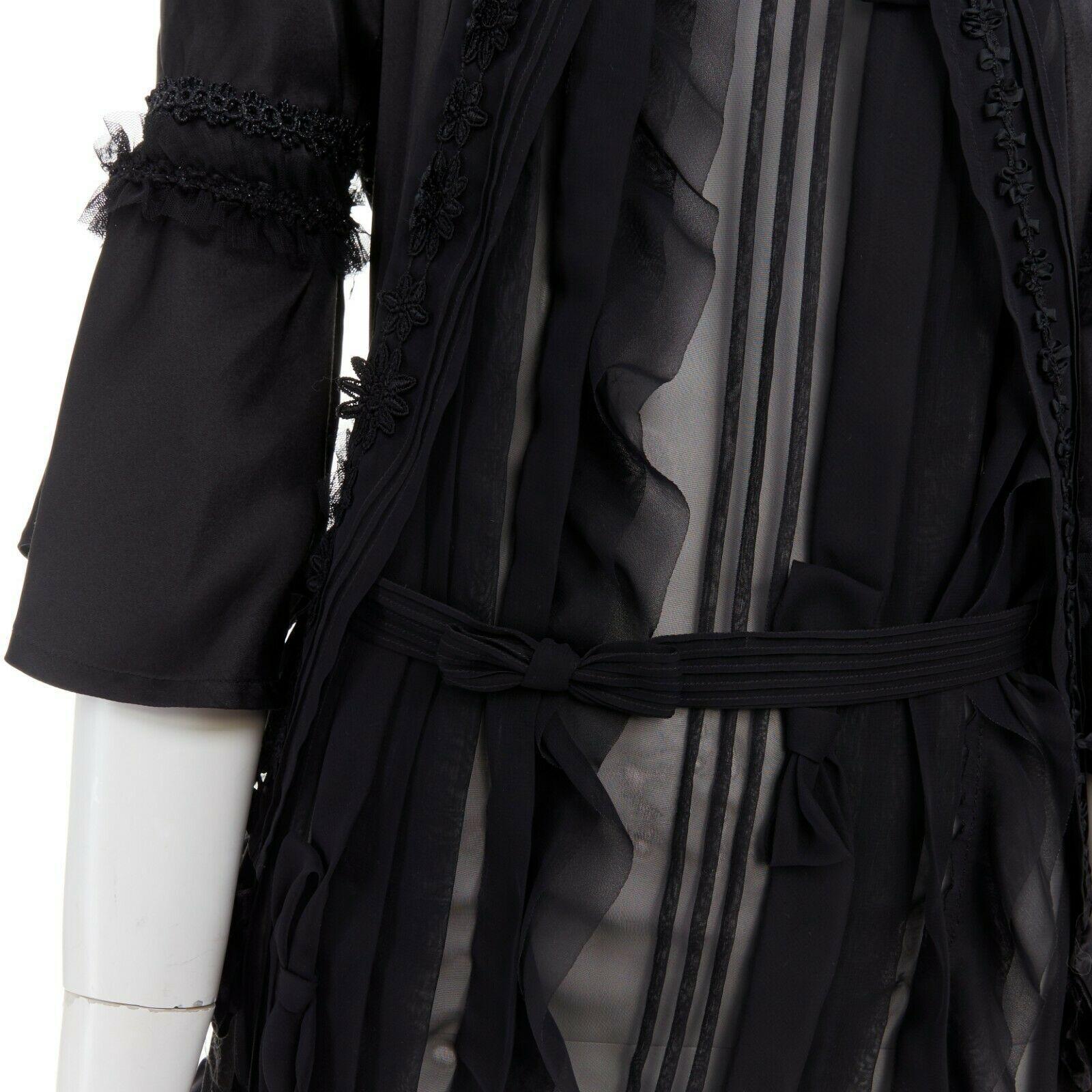 runway COMME DES GARCONS Broken Bride AW05 black victorian ruffle silk dress S 5