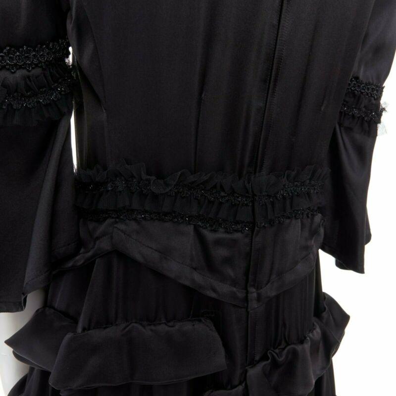 pasarela COMME DES GARCONS Broken Bride AW05 vestido victoriano negro de seda con volantes S en venta 5