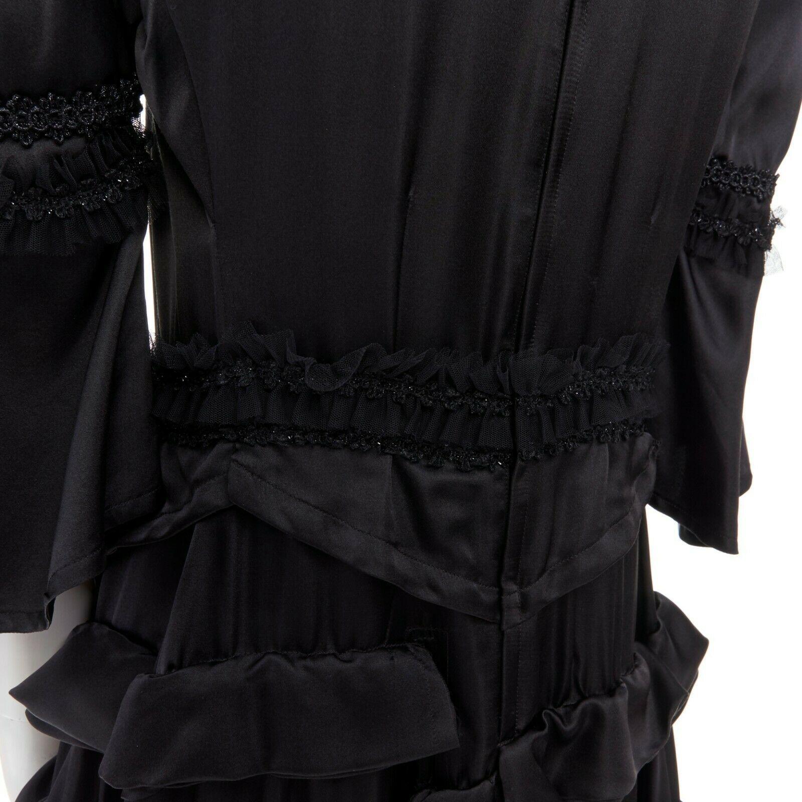 runway COMME DES GARCONS Broken Bride AW05 black victorian ruffle silk dress S 6