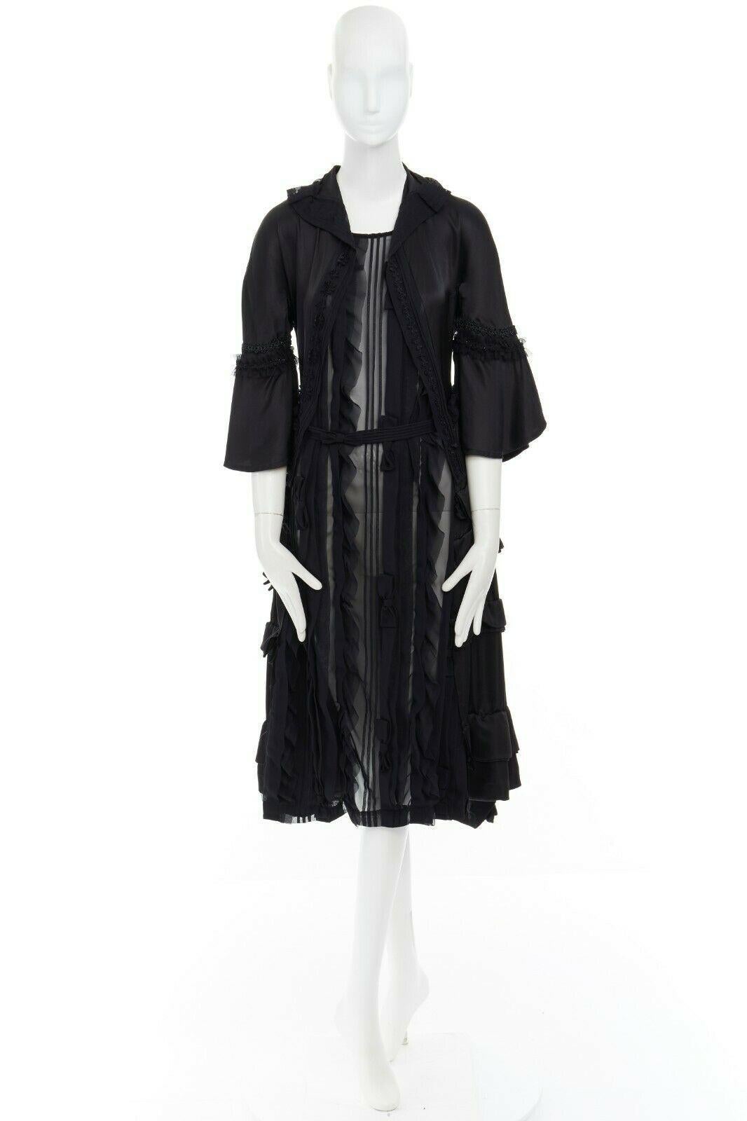 Black runway COMME DES GARCONS Broken Bride AW05 black victorian ruffle silk dress S