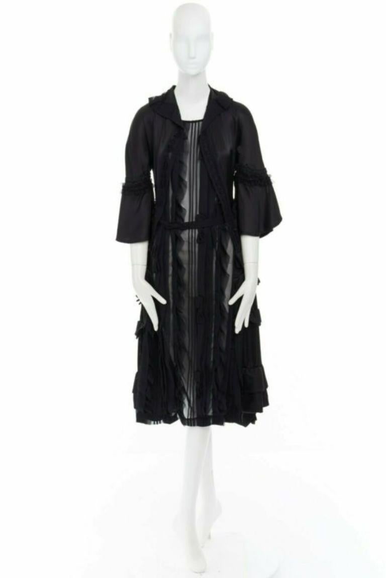 pasarela COMME DES GARCONS Broken Bride AW05 vestido victoriano negro de seda con volantes S Negro en venta
