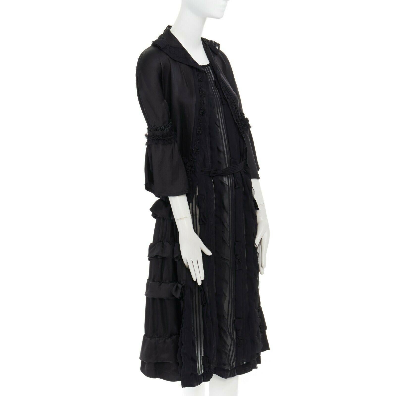 Black runway COMME DES GARCONS Broken Bride AW05 black victorian ruffle silk dress S
