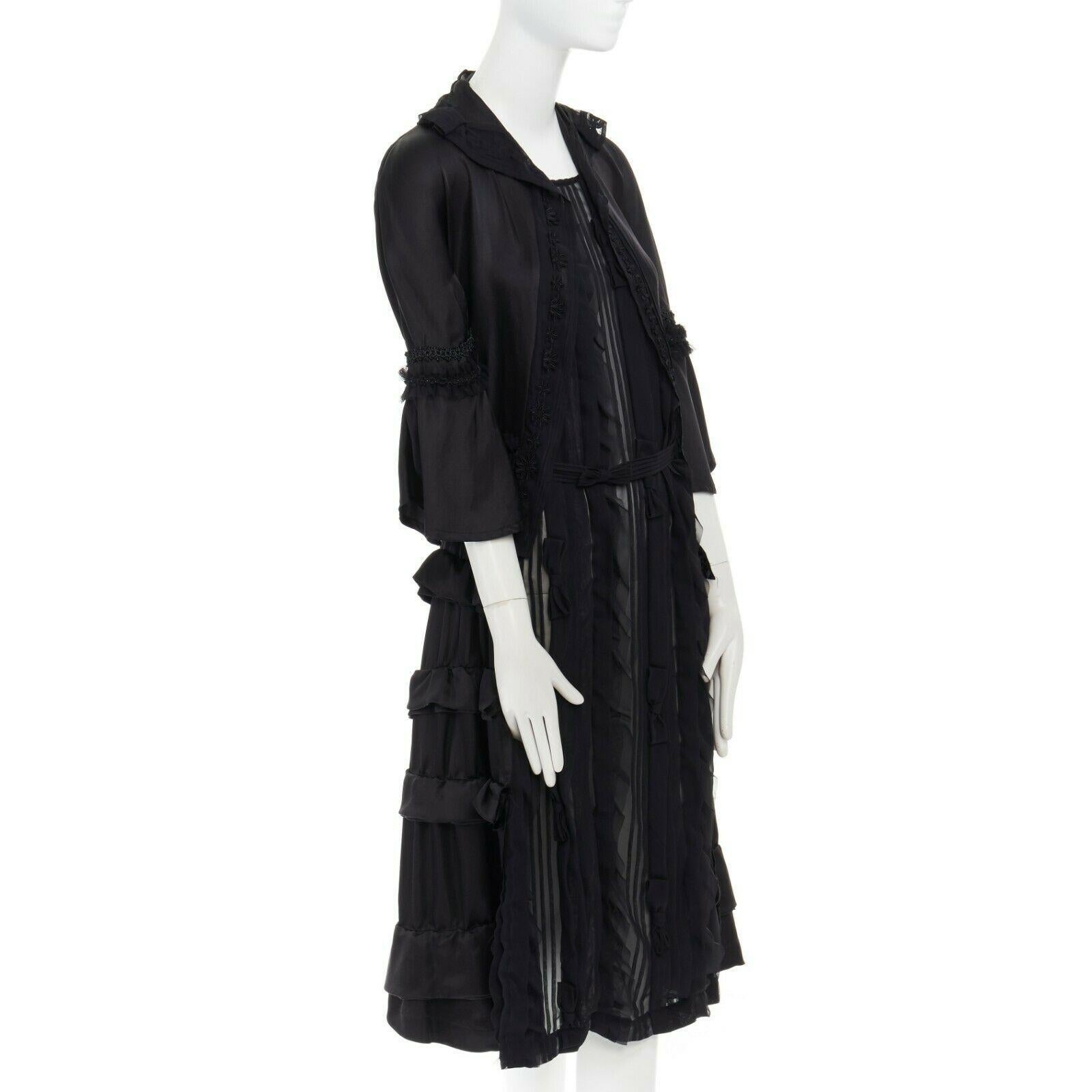 Women's runway COMME DES GARCONS Broken Bride AW05 black victorian ruffle silk dress S
