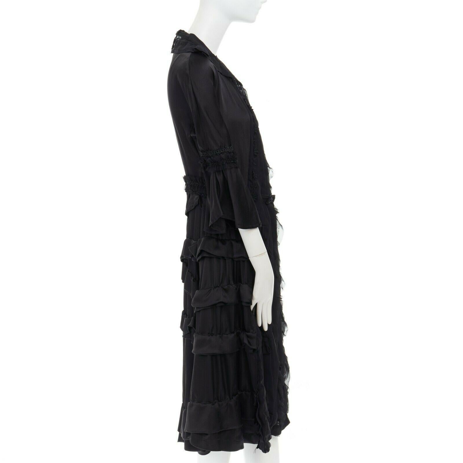 runway COMME DES GARCONS Broken Bride AW05 black victorian ruffle silk dress S In Excellent Condition In Hong Kong, NT