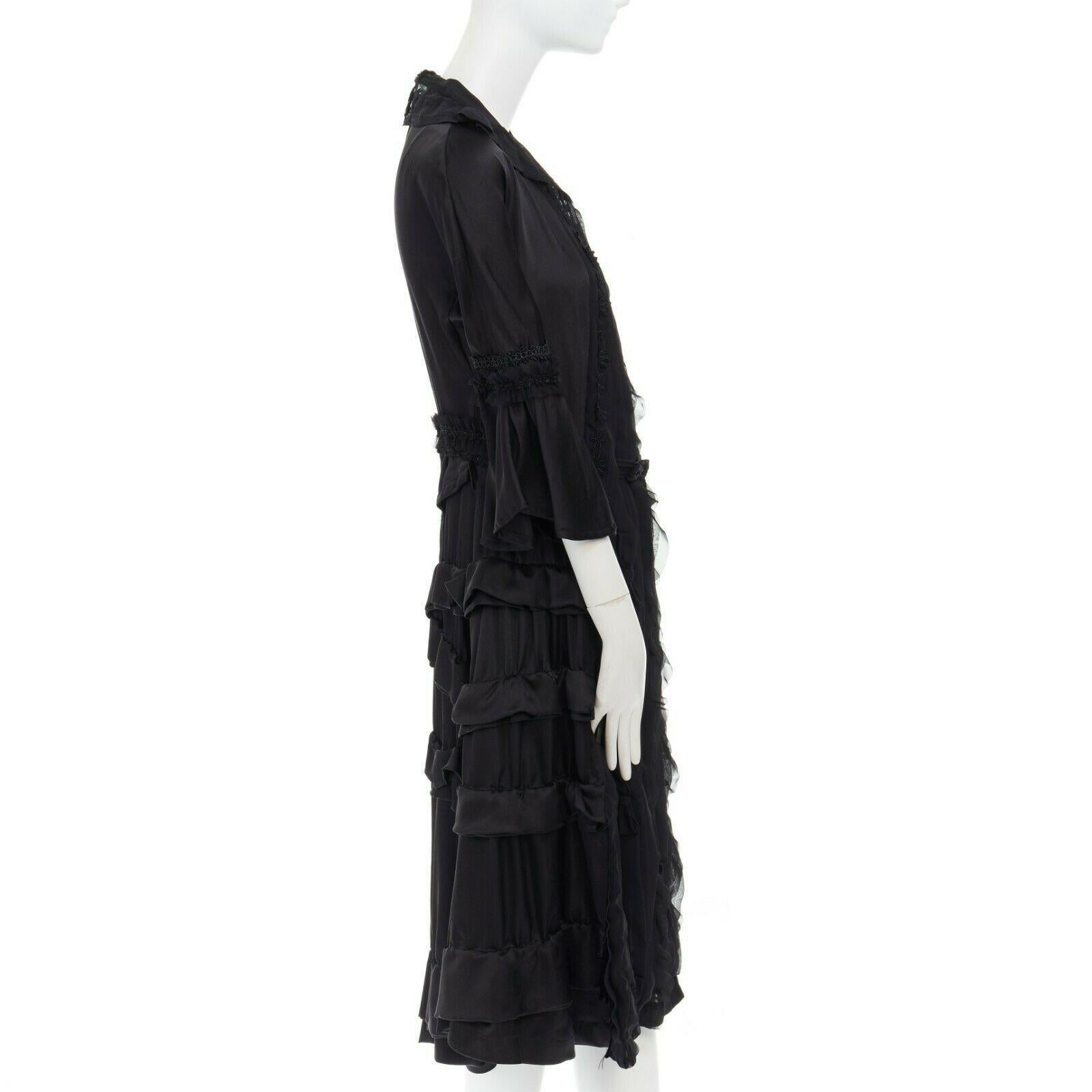 runway COMME DES GARCONS Broken Bride AW05 black victorian ruffle silk dress S 1