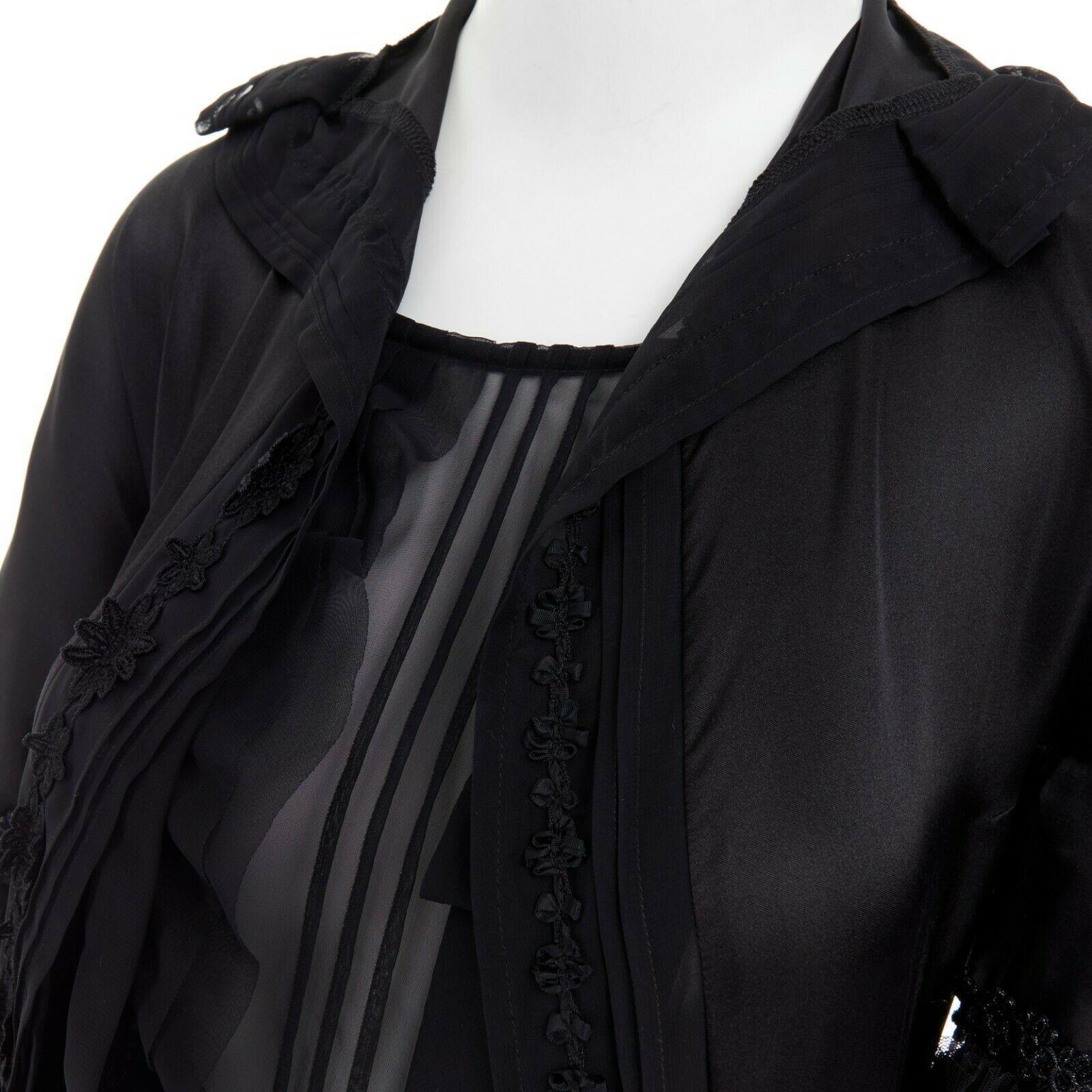 runway COMME DES GARCONS Broken Bride AW05 black victorian ruffle silk dress S 2