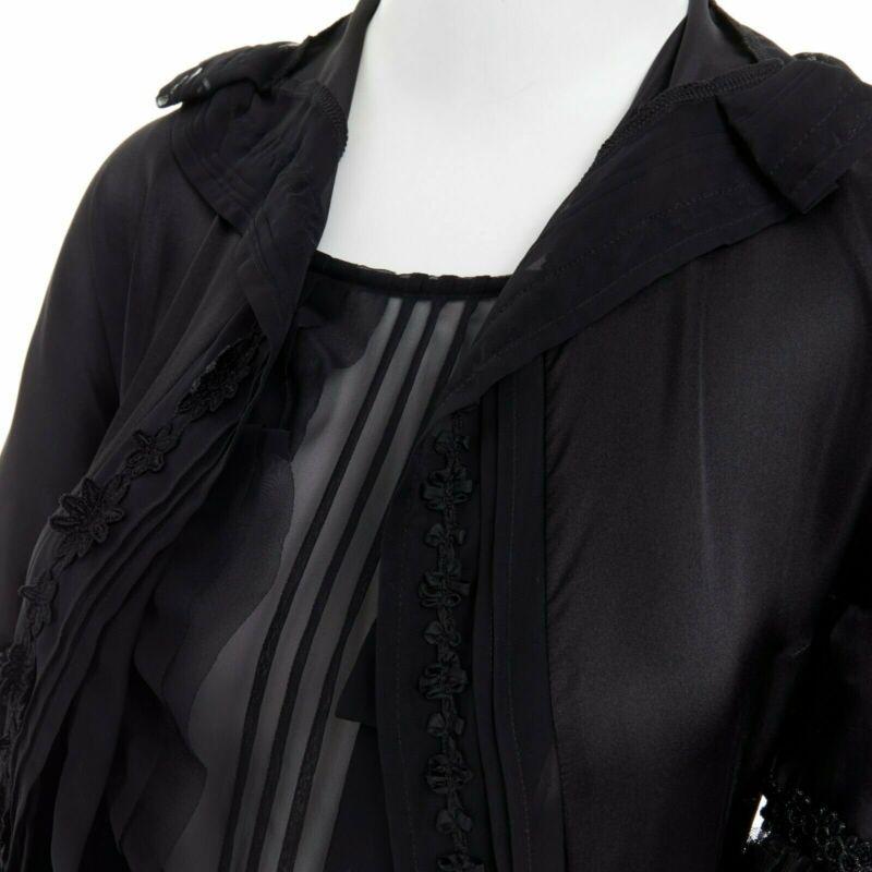 pasarela COMME DES GARCONS Broken Bride AW05 vestido victoriano negro de seda con volantes S en venta 2