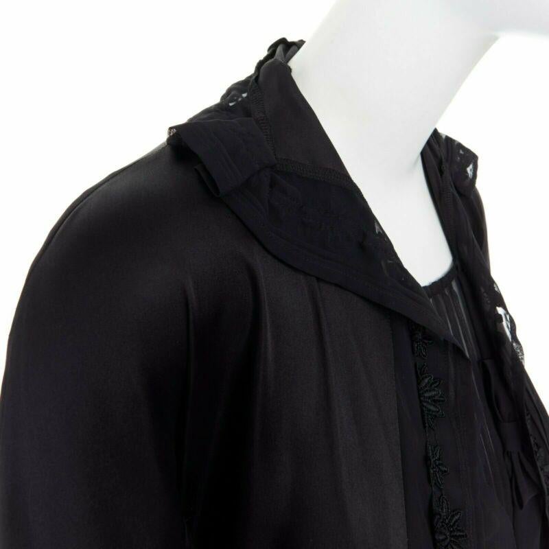 pasarela COMME DES GARCONS Broken Bride AW05 vestido victoriano negro de seda con volantes S en venta 3