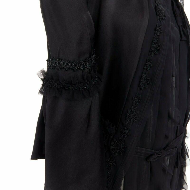 pasarela COMME DES GARCONS Broken Bride AW05 vestido victoriano negro de seda con volantes S en venta 4