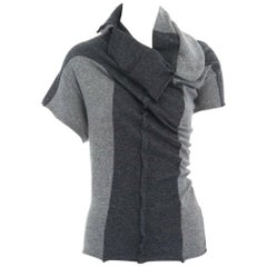 runway COMME DES GARCONS grey angora mix blend wrap draped neck colorblock top M