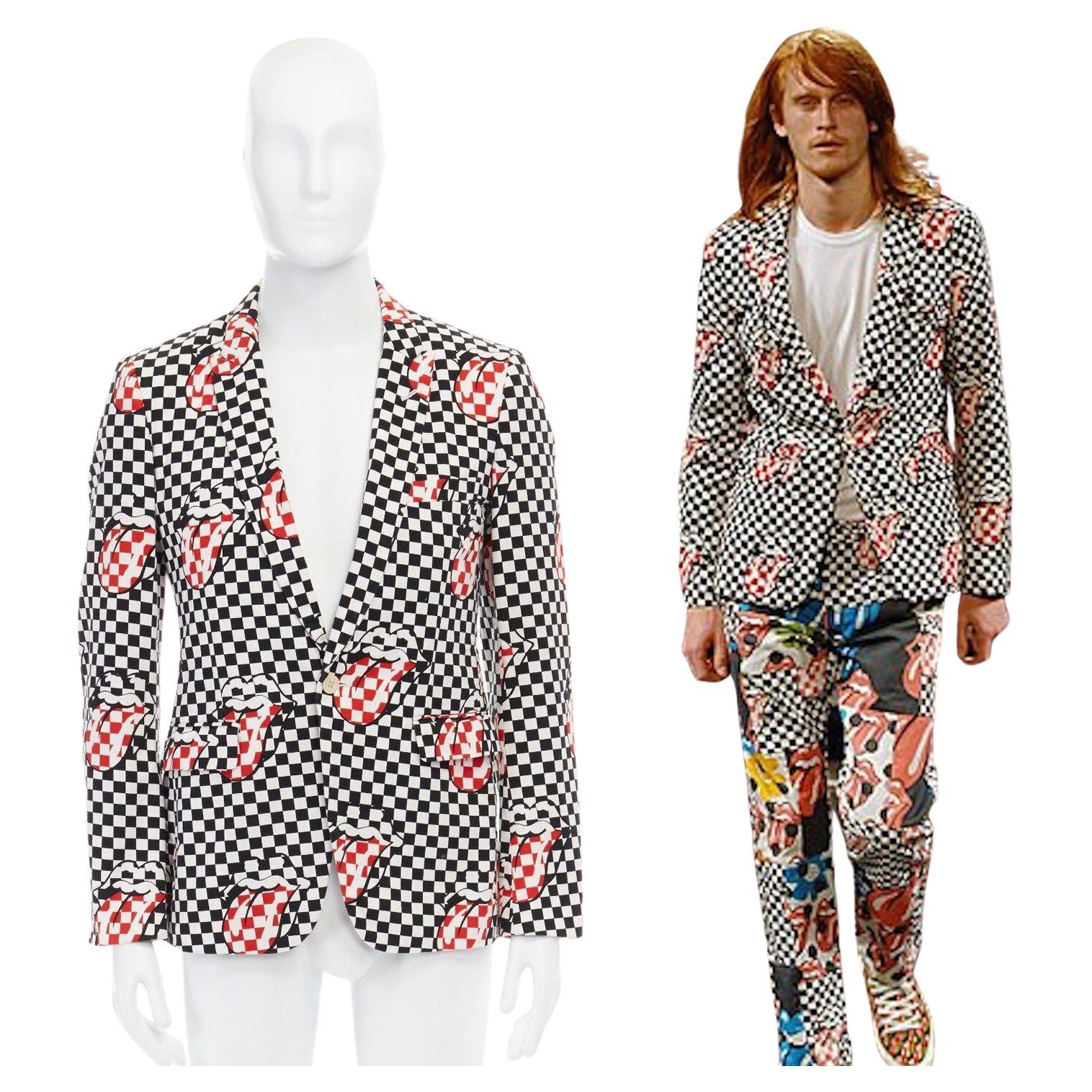 runway COMME DES GARCONS HOMME PLUS SS2006 Rolling Stones lips blazer jacket S For Sale