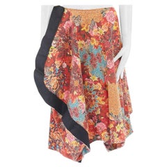 cotton floral skirt runway COMME DES GARCONS SS04 multi floral printed cotton circle skirt M 27"