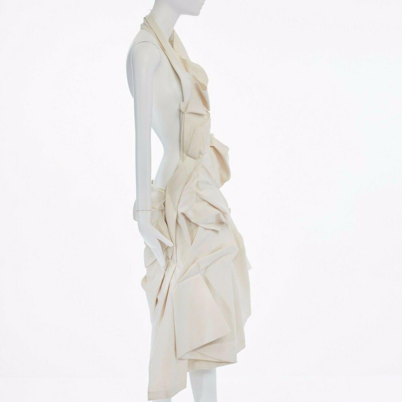 runway COMME DES GARCONS SS13 cream raw cotton bundled halter backless dress In Good Condition In Hong Kong, NT