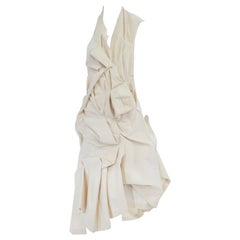 Used runway COMME DES GARCONS SS13 cream raw cotton bundled halter backless dress
