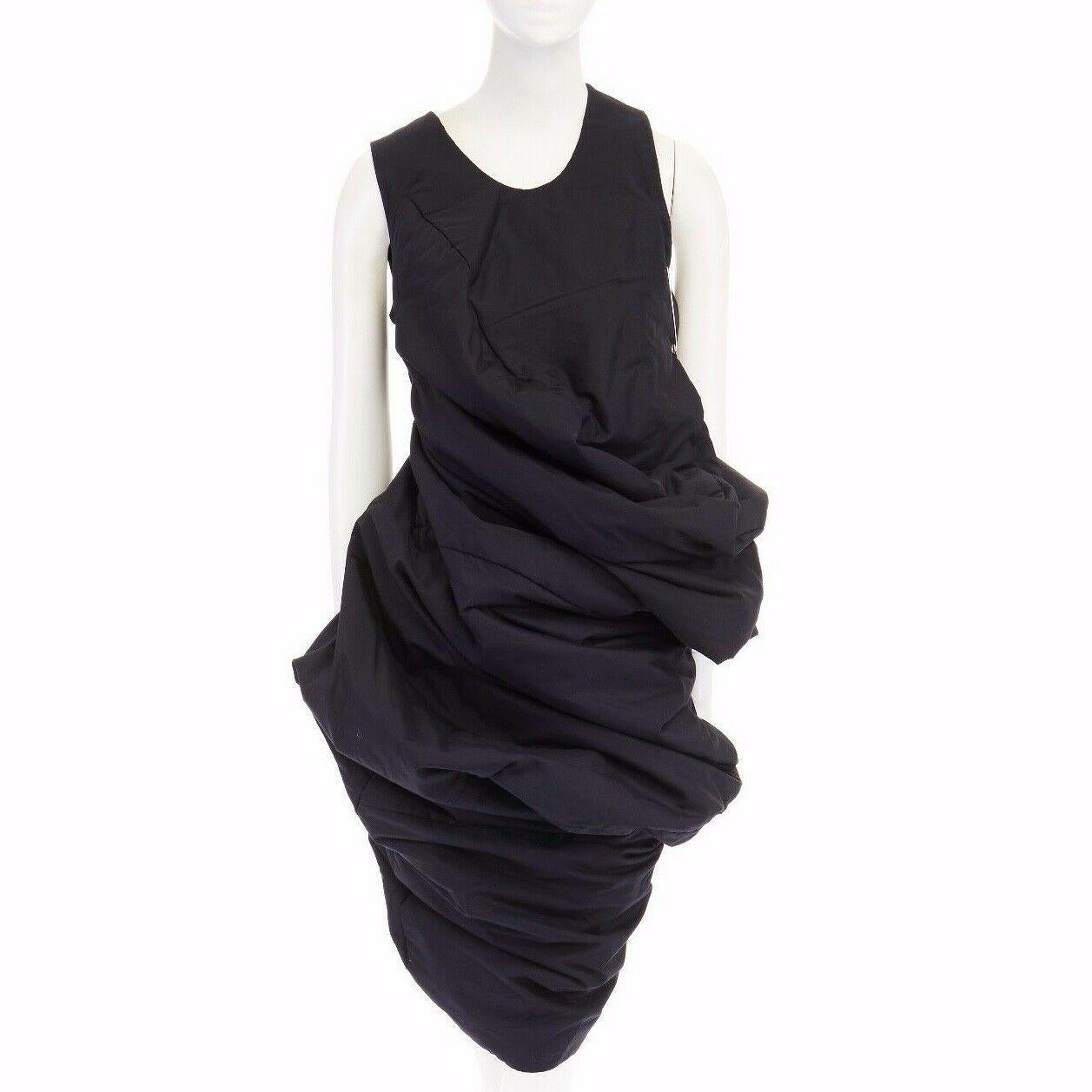 runway COMME DES GARCONS SS1997 Lumps Bumps black circle cut asymmetric dress S In Excellent Condition In Hong Kong, NT